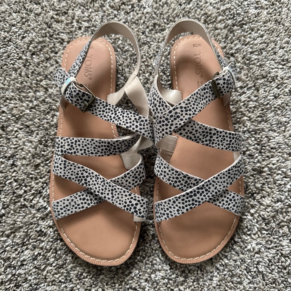 Toms Black and White Strappy Sandals